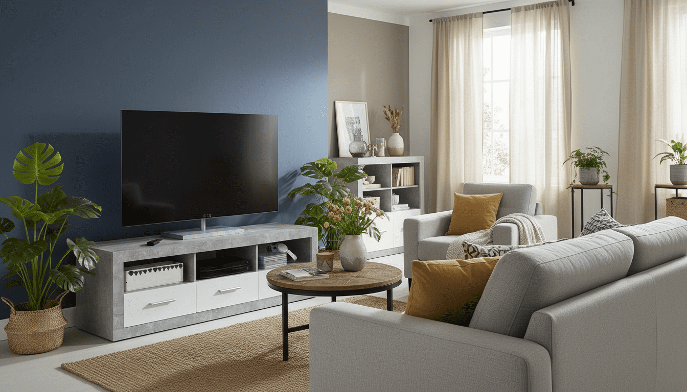 Pietra Large TV Cabinet Grey and White Gloss