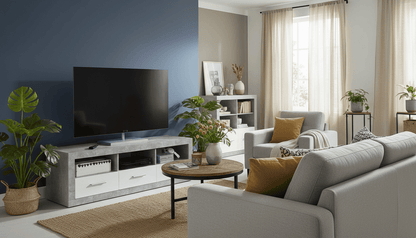 Pietra Large TV Cabinet Grey and White Gloss