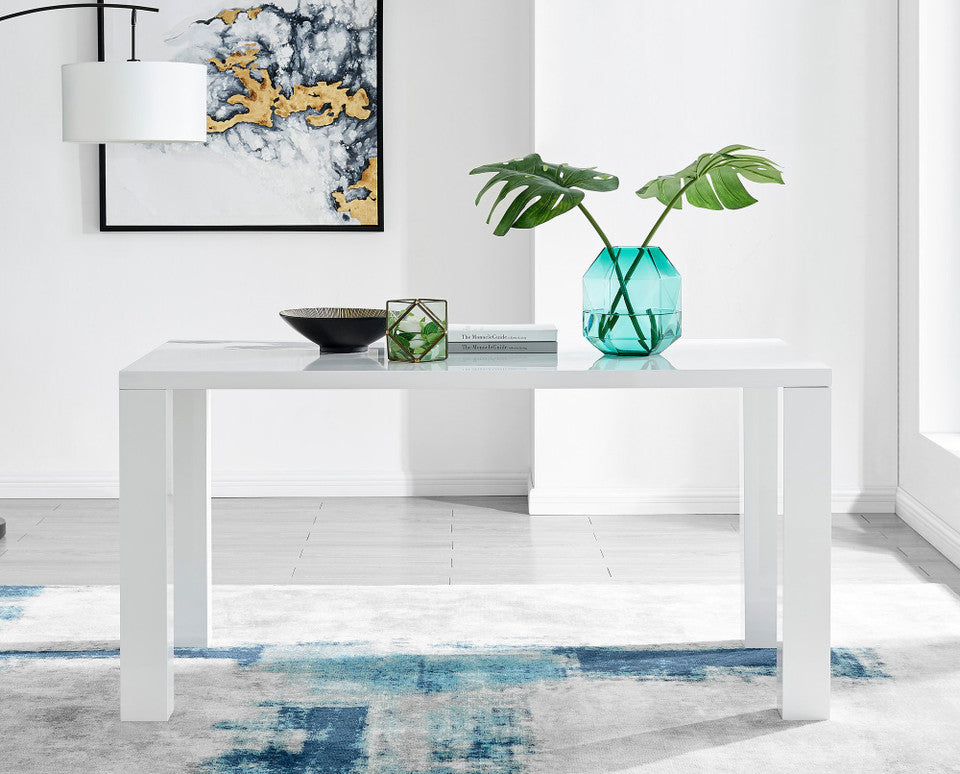Pivero White High Gloss Dining Table and 6 Lorenzo Dining Chairs