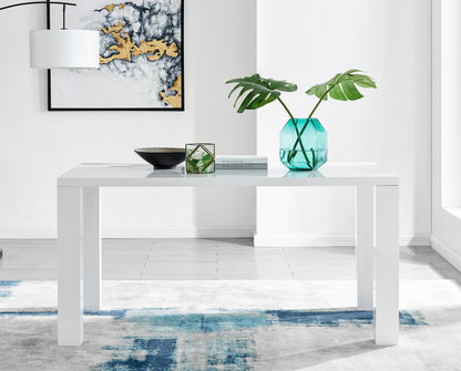 Pivero White High Gloss Dining Table and 6 Lorenzo Dining Chairs