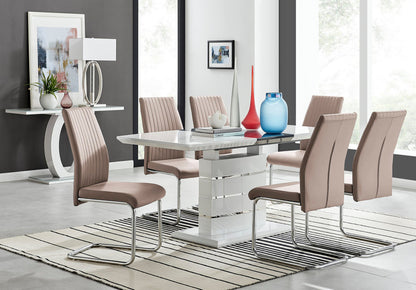 Renato 120cm High Gloss Extending Dining Table and 6 Lorenzo Chairs