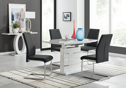 Renato 120cm High Gloss Extending Dining Table and 4 Lorenzo Chairs