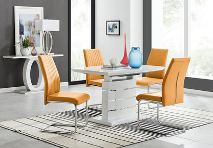 Renato 120cm High Gloss Extending Dining Table and 4 Lorenzo Chairs