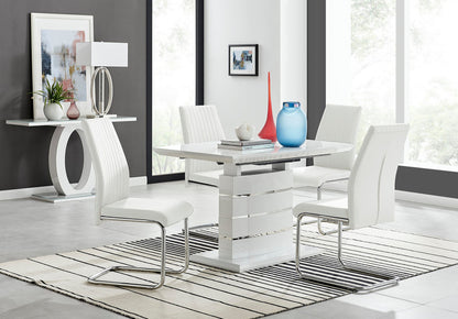 Renato 120cm High Gloss Extending Dining Table and 4 Lorenzo Chairs