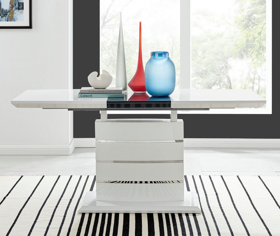 Renato 120cm High Gloss Extending Dining Table and 6 Lorenzo Chairs