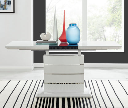 Renato 120cm High Gloss Extending Dining Table and 6 Lorenzo Chairs