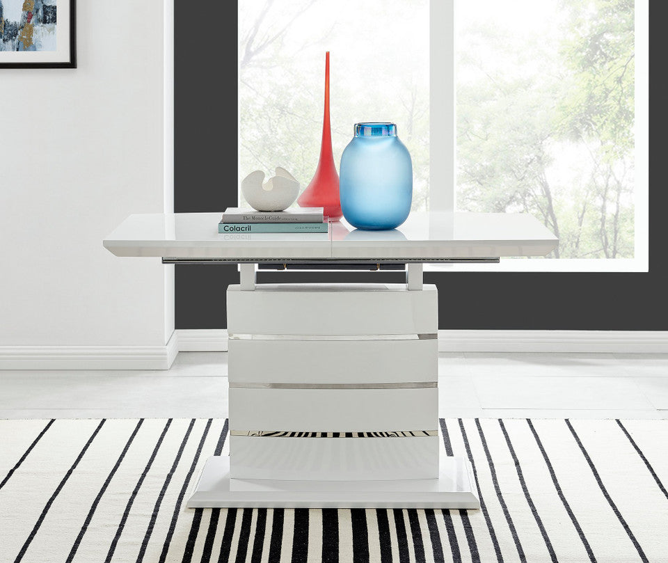 Renato 120cm High Gloss Extending Dining Table and 4 Lorenzo Chairs