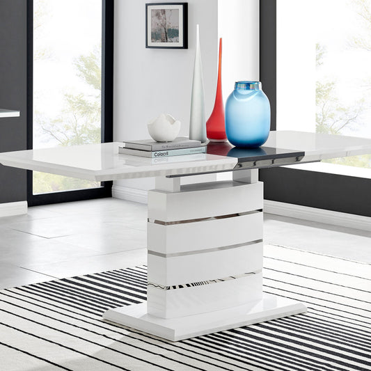 Renato Rectangular Grey and White High Gloss Large Extending 6-8 Seater Dining Table