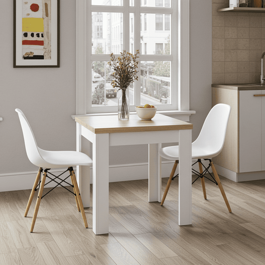 Riccardo White And Light Oak Effect Small Extending Dining Table