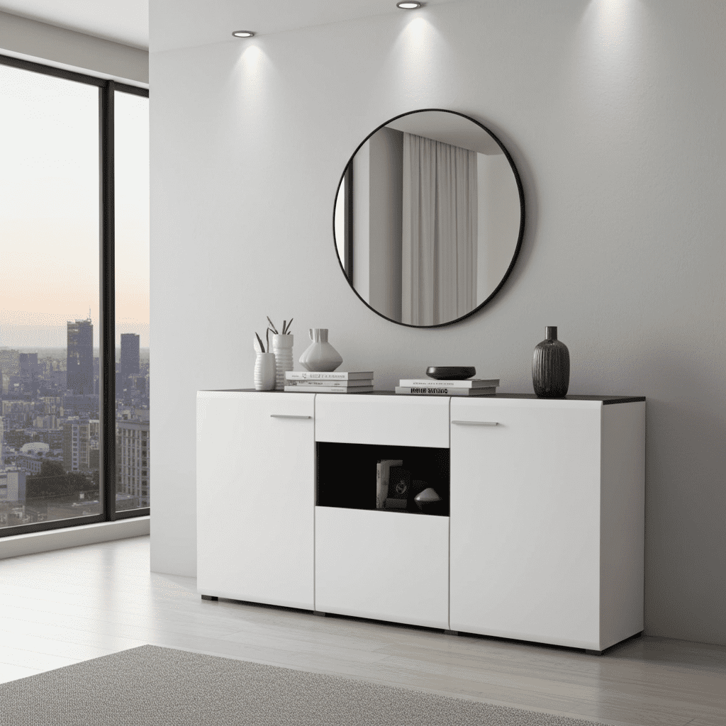 Royce White 3 Door Sideboard