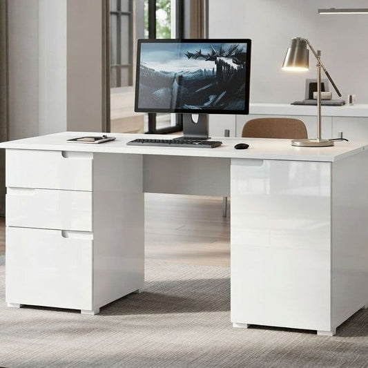 Santino Large White Gloss Computer Desk S15