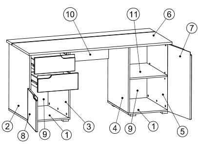 Santino Large White Gloss Computer Desk S15
