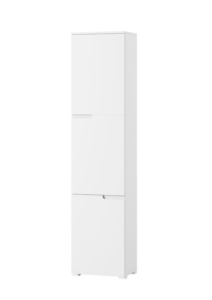Santino Tall Narrow Bookcase with White Gloss Doors S13