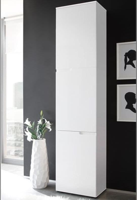 Santino Tall Narrow Bookcase with White Gloss Doors S13