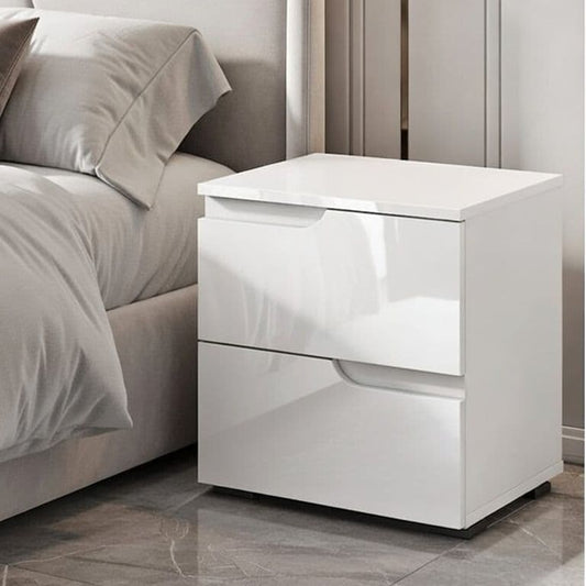 Santino White Gloss 2 Drawer Bedside Table S32