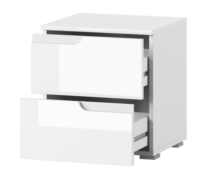 Santino White Gloss 2 Drawer Bedside Table S32