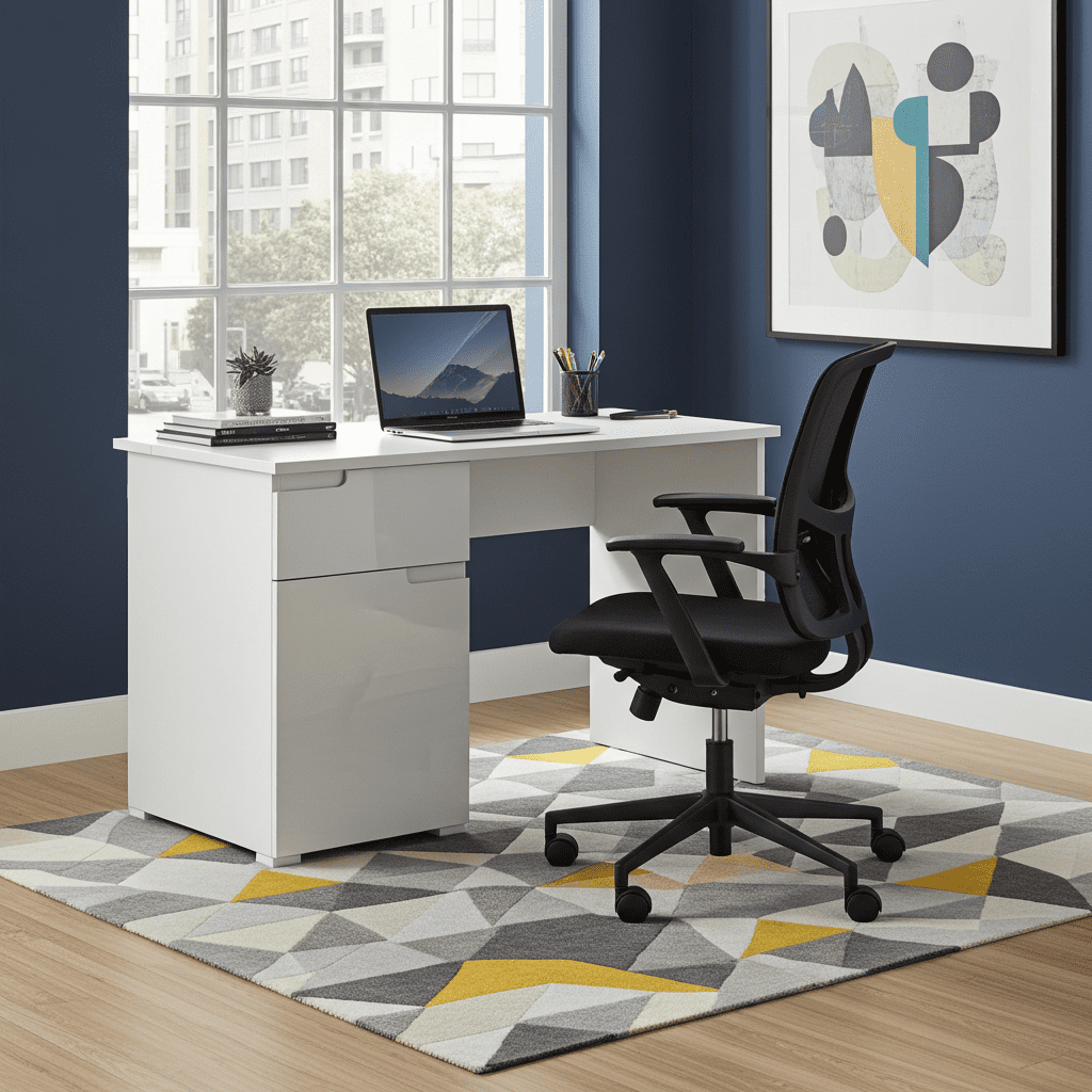 Santino White Gloss Computer Desk S14