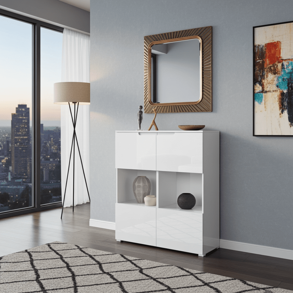 Santino White Gloss Display cabinet S27