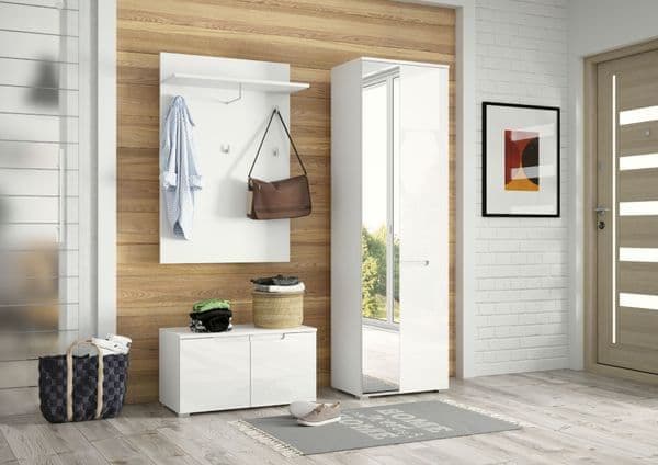 Santino White Gloss Hallway Storage Cupboard S18