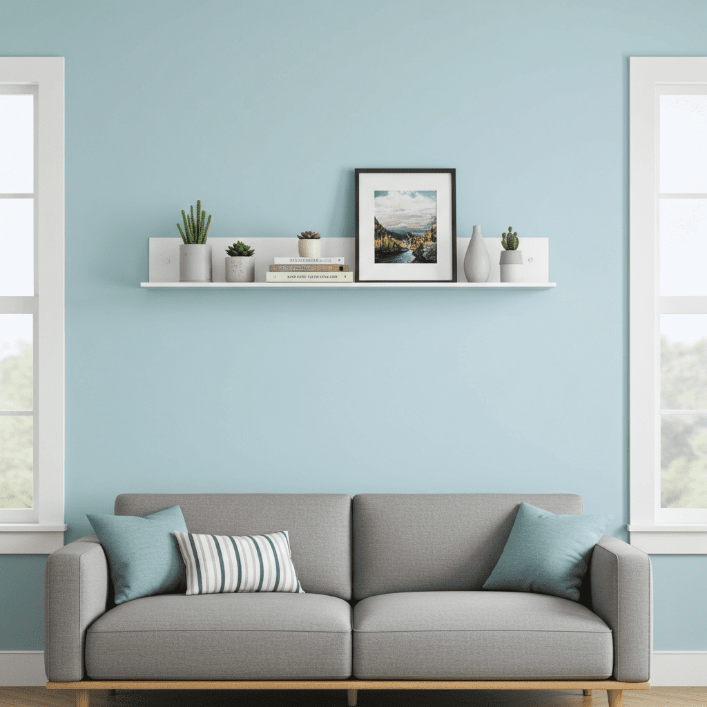 Santino White Gloss Long Floating Wall Shelf S24