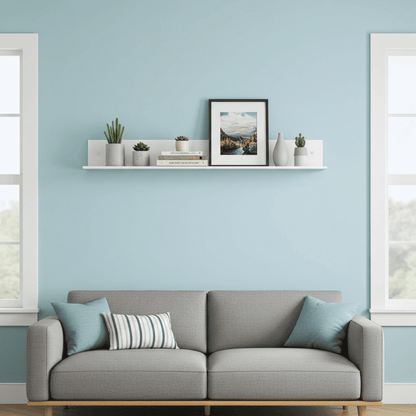 Santino White Gloss Long Floating Wall Shelf S24