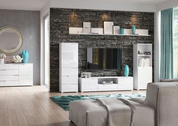 Santino White Gloss Short Narrow Bookcase S10