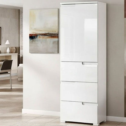 Santino White Gloss Slim Wardrobe with Mirrored Door
