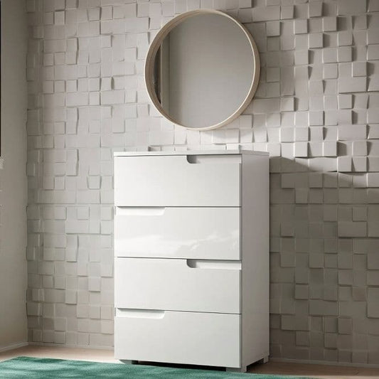 Santino White High Gloss Narrow Chest of Drawers S2