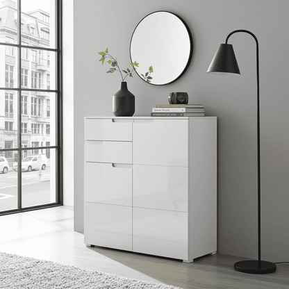 Santino White High Gloss Tall 2 Door Sideboard