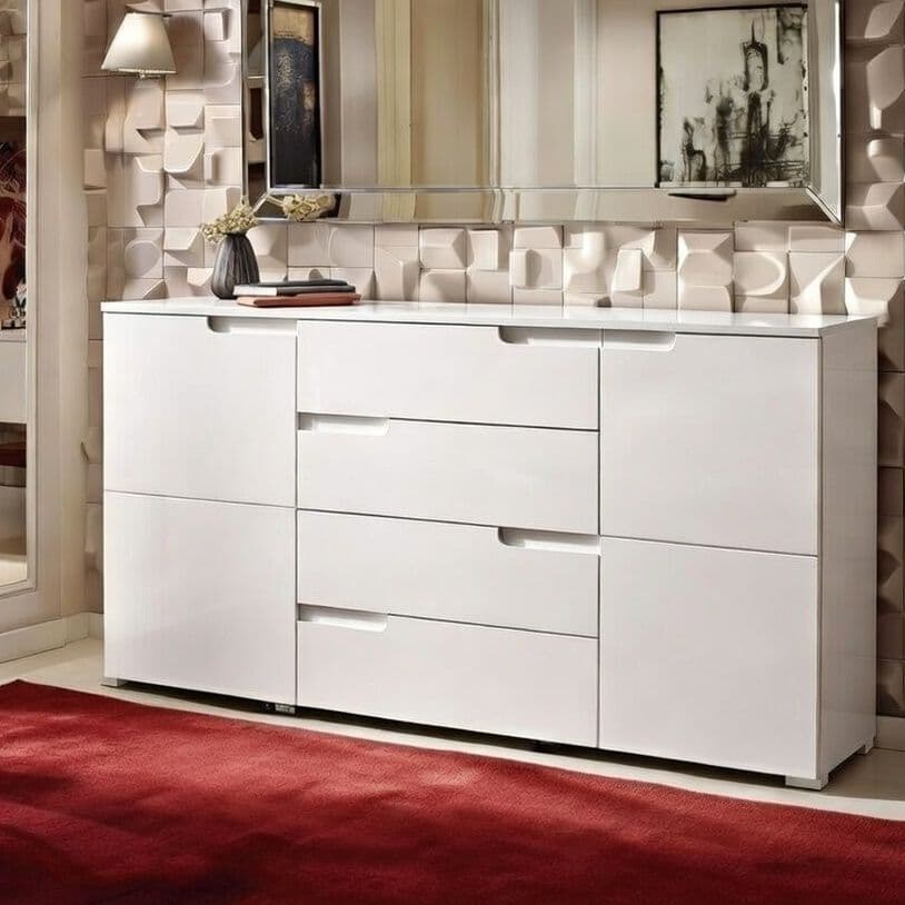 Santino White High Gloss Wide Sideboard S8