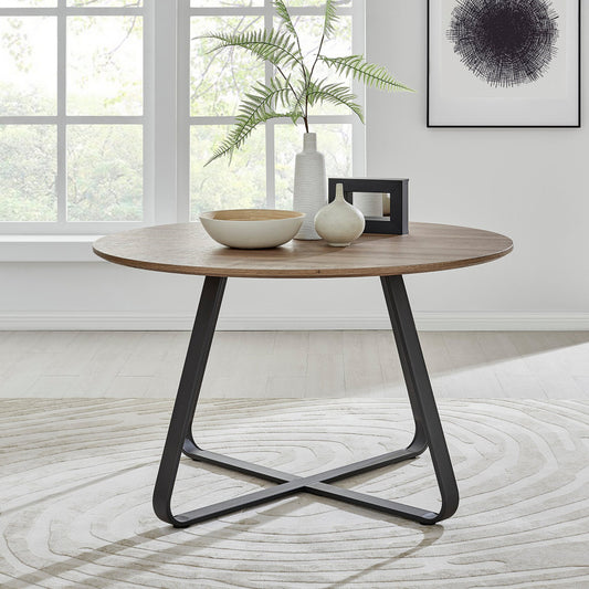 Santorini Round Brown Wood 6 Seater Dining Table