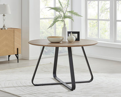 Santorini Round Brown Wood 6 Seater Dining Table