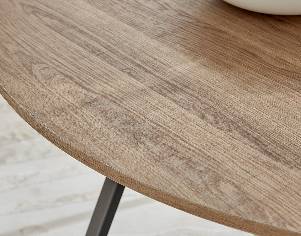 Santorini Brown Round Dining Table And 4 Pesaro Black Leg Chairs