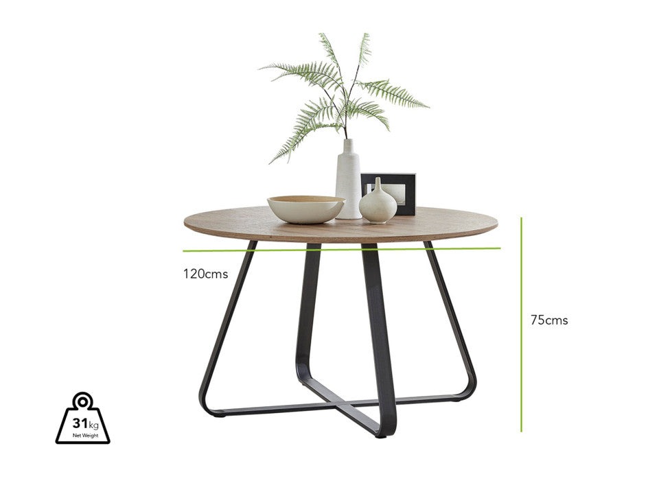 Santorini Round Brown Wood 6 Seater Dining Table