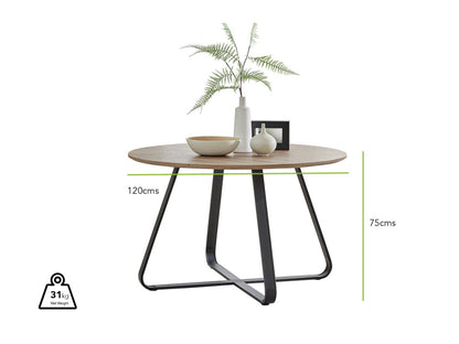Santorini Round Brown Wood 6 Seater Dining Table