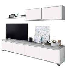 Simons Concrete Grey And White TV Entertainment Cabinet