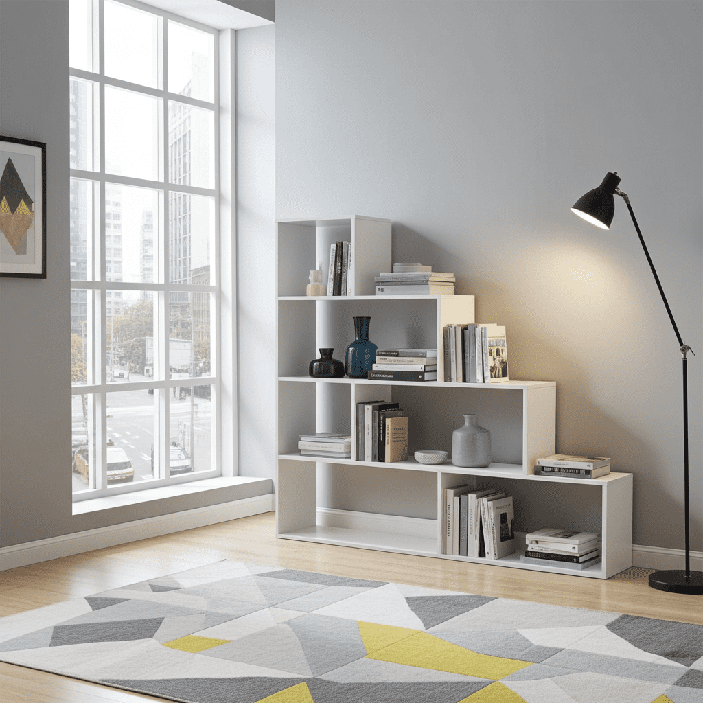 Step Bookcase White Gloss Lounge Furniture