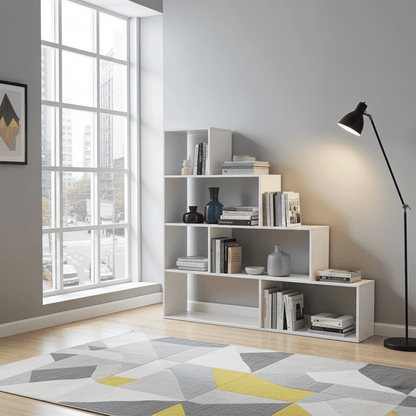 Step Bookcase White Gloss Lounge Furniture