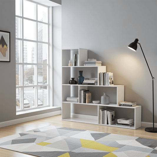 Step Bookcase White Gloss Lounge Furniture
