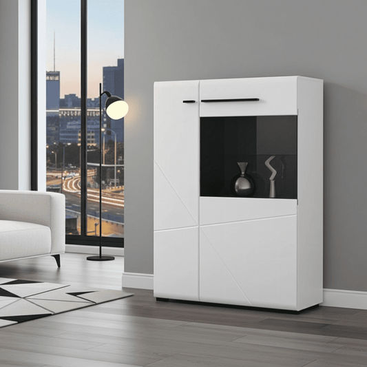 Terrento White Short Display Cabinet
