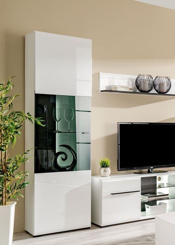 Terrento White Tall Display Cabinet