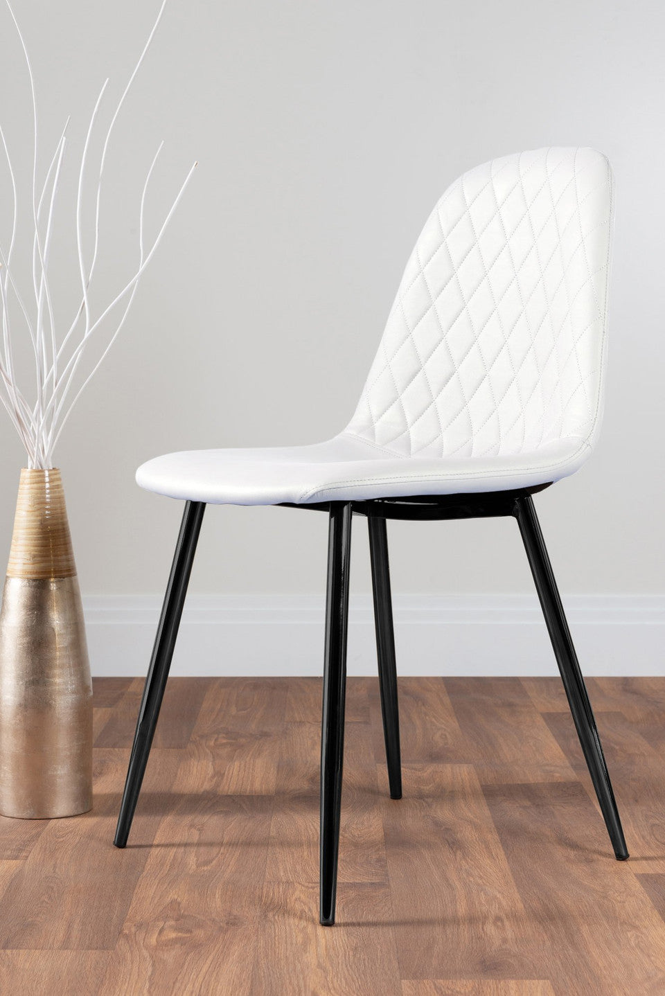 Carson White Marble Effect Dining Table & 6 Corona Black Leg Chairs