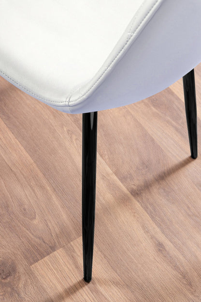 Carson White Marble Effect Dining Table & 6 Corona Black Leg Chairs