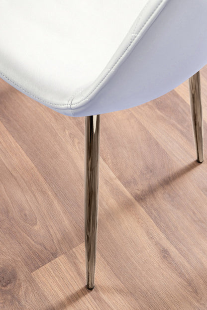 Enna White Glass Extending Dining Table and 6 Corona Silver Leg Chairs