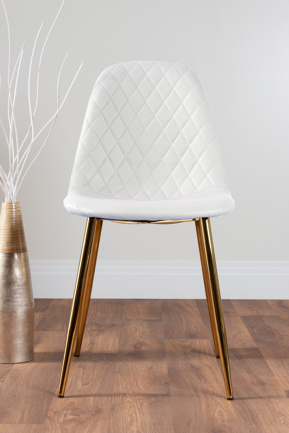 Novara Gold Metal 100cm Round Glass Dining Table And 4 Corona Gold Dining Chairs