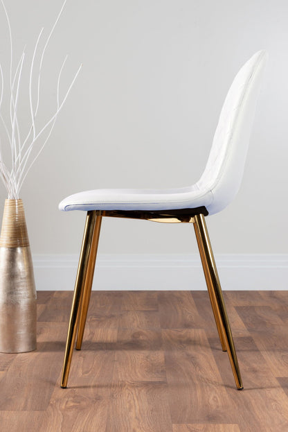 Novara Gold Metal 100cm Round Glass Dining Table And 4 Corona Gold Dining Chairs