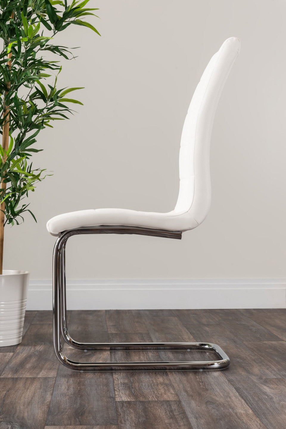 Atlanta White High Gloss And Chrome Metal Rectangle Dining Table And 4 Murano Dining Chairs Set