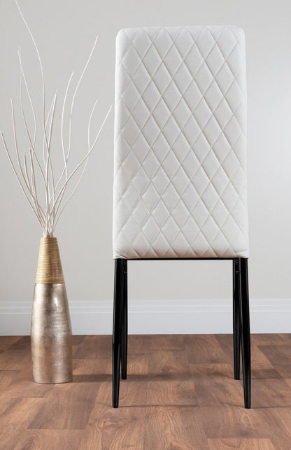 Carson White Marble Effect Dining Table & 6 Milan Black Leg Chairs