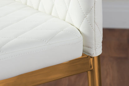 Arezzo White High Gloss Extending Dining Table & 8 Milan Gold Leg Chairs