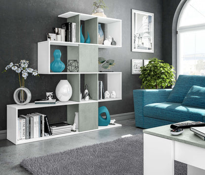 Zaga Artic White and Concrete Grey Bookcase